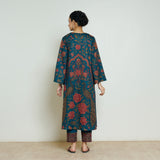 Valley of Flowers Hand Embroidered Woollen Kurta - Transformative Teal