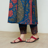 Valley of Flowers Hand Embroidered Woollen Kurta Set - Electric blue