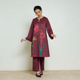 Burans Woollen Kurta Set - Red