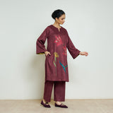 Burans Woollen Kurta Set - Red