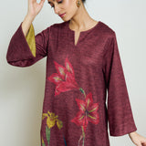 Burans Woollen Kurta Set - Red