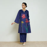 Burans Woollen Kurta Set - Navy Blue