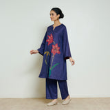 Burans Woollen Kurta Set - Navy Blue