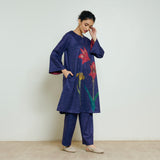 Burans Woollen Kurta Set - Navy Blue
