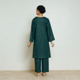 Burans Woollen Kurta Set - Forest Green