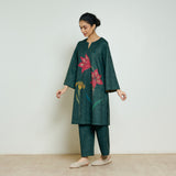 Burans Woollen Kurta Set - Forest Green