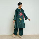 Burans Woollen Kurta Set - Forest Green
