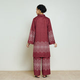 Snowflower Woollen Coord Set - Brick Red