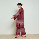 Snowflower Woollen Coord Set - Brick Red