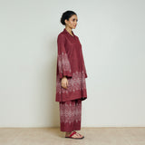 Snowflower Woollen Coord Set - Brick Red