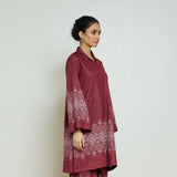 Snowflower Woollen Kurta - Brick Red