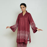 Snowflower Woollen Kurta - Brick Red