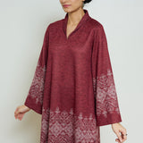 Snowflower Woollen Kurta - Brick Red