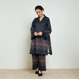 Snowflower Woollen Kurta - Black