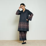 Snowflower Woollen Coord Set - Black
