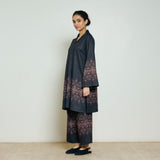 Snowflower Woollen Kurta - Black