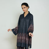 Snowflower Woollen Kurta - Black