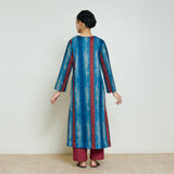Lumora Hand Embroidered Woollen Kurta - Indigo Blue