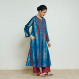Lumora Hand Embroidered Woollen Kurta - Indigo Blue