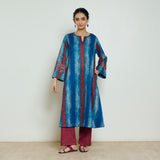 Rayforest Hand Embroidered Woollen Kurta - Indigo Blue