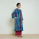 Rayforest Hand Embroidered Woollen Kurta - Indigo Blue