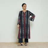 Rayforest Hand Embroidered Woollen Kurta - Charcoal