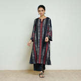 Rayforest Hand Embroidered Woollen Kurta - Charcoal