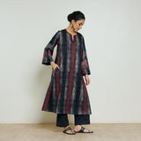 Rayforest Hand Embroidered Woollen Kurta - Charcoal