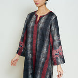 Rayforest Hand Embroidered Woollen Kurta - Charcoal