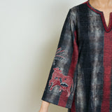 Rayforest Hand Embroidered Woollen Kurta - Charcoal