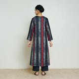 Lumora Hand Embroidered Woollen Kurta - Charcoal
