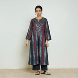 Lumora Hand Embroidered Woollen Kurta - Charcoal