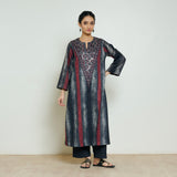 Lumora Hand Embroidered Woollen Kurta - Charcoal