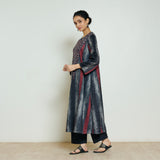 Lumora Hand Embroidered Woollen Kurta - Charcoal