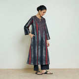 Lumora Hand Embroidered Woollen Kurta - Charcoal