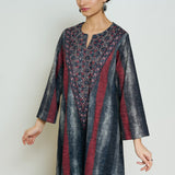 Lumora Hand Embroidered Woollen Kurta - Charcoal