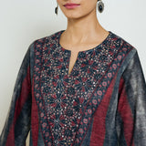 Lumora Hand Embroidered Woollen Kurta - Charcoal