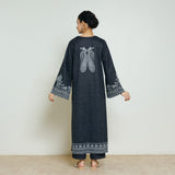 Nura Hand Embroidered Woollen Long Kurta - Black