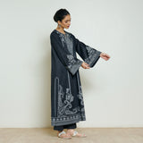 Nura Hand Embroidered Woollen Long Kurta - Black