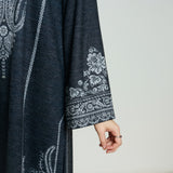 Nura Hand Embroidered Woollen Long Kurta - Black