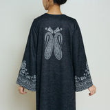 Nura Hand Embroidered Woollen Long Kurta - Black