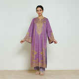 Nura Hand Embroidered Woollen Long Kurta - Purple