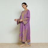 Nura Hand Embroidered Woollen Long Kurta - Purple