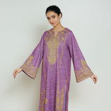 Nura Hand Embroidered Woollen Long Kurta - Purple