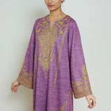 Nura Hand Embroidered Woollen Long Kurta - Purple