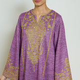 Nura Hand Embroidered Woollen Long Kurta - Purple