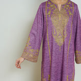 Nura Hand Embroidered Woollen Long Kurta - Purple