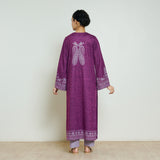 Nura Hand Embroidered Woollen Long Kurta - Wine