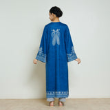 Nura Hand Embroidered Woollen Long Kurta - Electric Blue