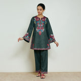 Kashmira Woollen Kurta - Forest Green